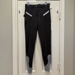 HR Farm Horse Riding Pants Women Size 26 Equestrian Grey Black Metallic Stretch